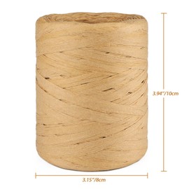 G2PLUS 218 Yards Raffia Paper Craft Ribbon, 1/4 Inch Wide, Brown Raffia Packing Twine String for Gift Wrapping, DIY Arts&Crafts, Crochet Supplies, Christmas Holiday Decoration