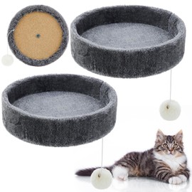 Dansydaisy 2 Pieces 13.4'' Cat Tree Replacement Parts Accessories Round Cat Tree Tower Top Perch Bed Platform Cushion M10 Cat Tower Add ons Cat Tree Attachments for Indoor Cats, Grey