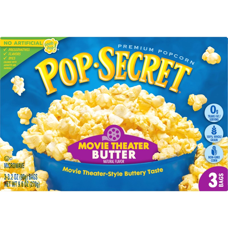 Pop Secret Popcorn, Movie Theater Butter, Microwave Popcorn Bags, 3