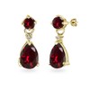Yellow Gold Flashed Sterling Silver Synthetic Ruby Teardrop Dangle Earrings