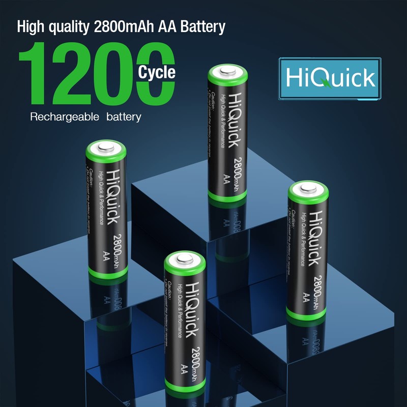 HiQuick 2800mAh AA Rechargeable Batteries High Capacity Performance, Per-Charged 1.2V