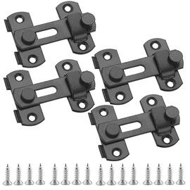 Hocansen 4Pcs Sliding Barn Door Lock Stainless Steel Gate Latch Flip Slide Latch Safety Door Bolt for Door Window Cabinet (HMS/Black)