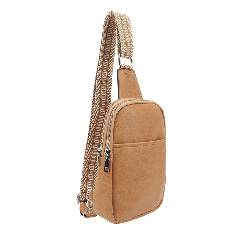 Sling Bag Shoulder Backpack Retro Zipper Multiple Compartments Widened Strap