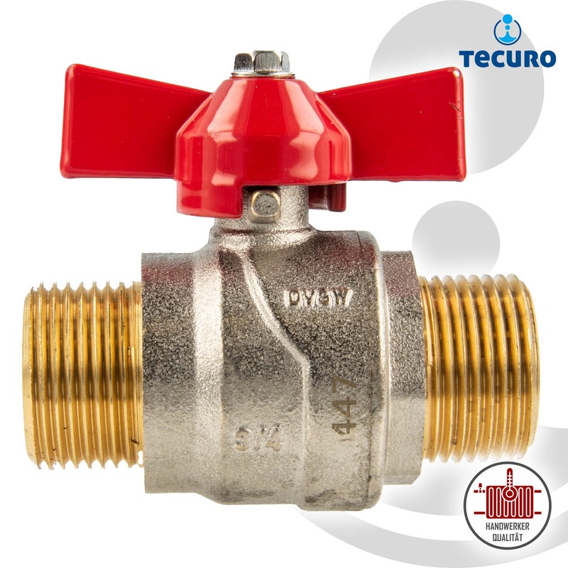 tecuro Ball Valve, Male Thread on Both Sides G 1/2