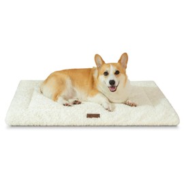 VERABE Fluffy Reversible Dog Bed Mat - Ultra Soft & Machine Washable Dog Crate Pad fit for Metal Kennel, Cozy Sleeping Mat, 41" x 27", Beige
