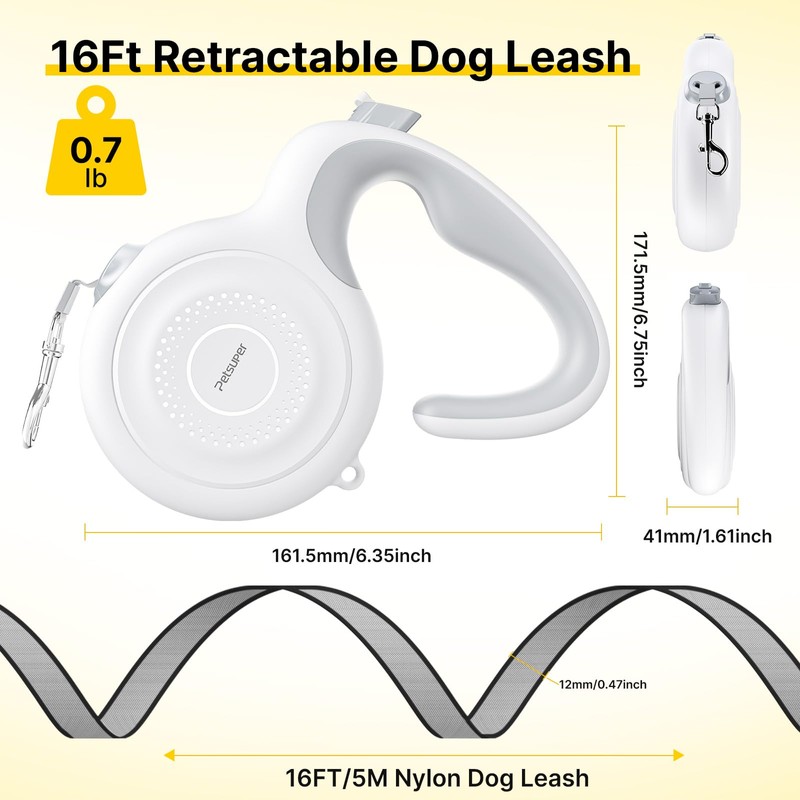 Petsuper 16Ft Auto-Brake Retractable Dog Leash for Middle Large Dogs