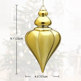 Briful 23CM Large Christmas Baubles, Shatterproof Christmas Tree Decorations Gold Christmas Balls Hanging Ornaments Gold Baubles for Home Christmas Decorations
