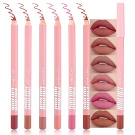 WanTuoluo 6 Pcs Natural Nude Brown Beige Colors Lip Liner Lipstick Pencils Set for Daily Makeup,Easy to Apply & Remove,Waterproof (01, pack of 6)