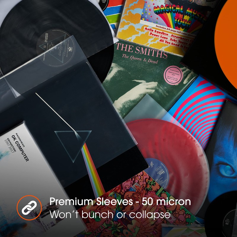 SPINCARE 50pcs 12 Inch Inner Vinyl Record Sleeves - Round