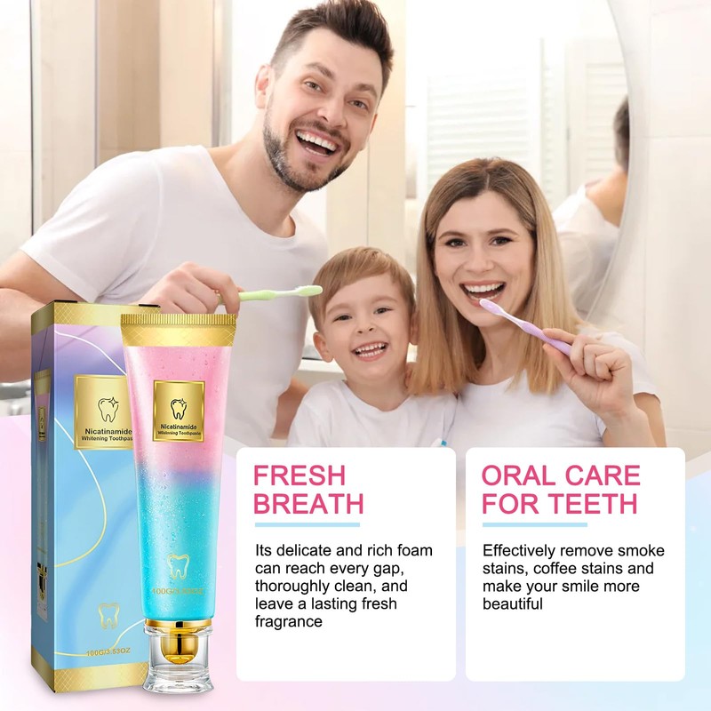 2Pcs Niacinamide Whitening Toothpaste, Bright White Toothpaste for Fresh Breath,