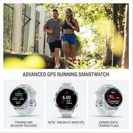 Garmin® Forerunner® 570, 42 mm, Reloj Inteligente avanzado con GPS para Correr y triatlón, visualización AMOLED, características de Entrenamiento y recuperación, Whitestone/Cloud Blue