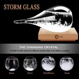 Storm Glass Water Drop Shaped Crystal Ball, Christmas Decoration Storm Glass Weather Forecaster Weather Station, Fashion Creative Office Desktop and Home Decor (Large)