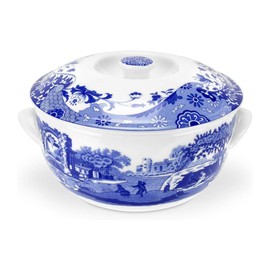 Spode Blue Italian Round Covered Deep Dish | 2 Quart Serving Dish for Vegetables | Dinner Table Centerpiece | Made from Fine Porcelain | Microwave and Dishwasher Safe