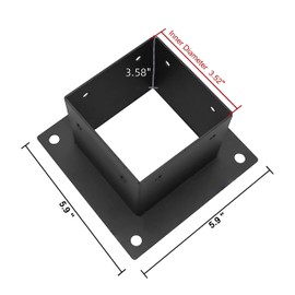 Zlinke 6 PCS Metal 4×4 Post Base,Inner Size 3.5"x3.5" Post Base Brackets Heavy Duty Powder-Coated Post Anchor Matte Black Wood Post Brackets (Black 6pcs)
