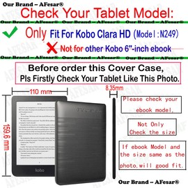 AFesar Slim Case for Kobo Clara HD eReader (2018 Released,Model N249) - Premium Leather Origami Stand Protective Cover Auto Wake/Sleep for Kobo Clara HD 6" N249 Multi-Viewing Angles Case (Black)
