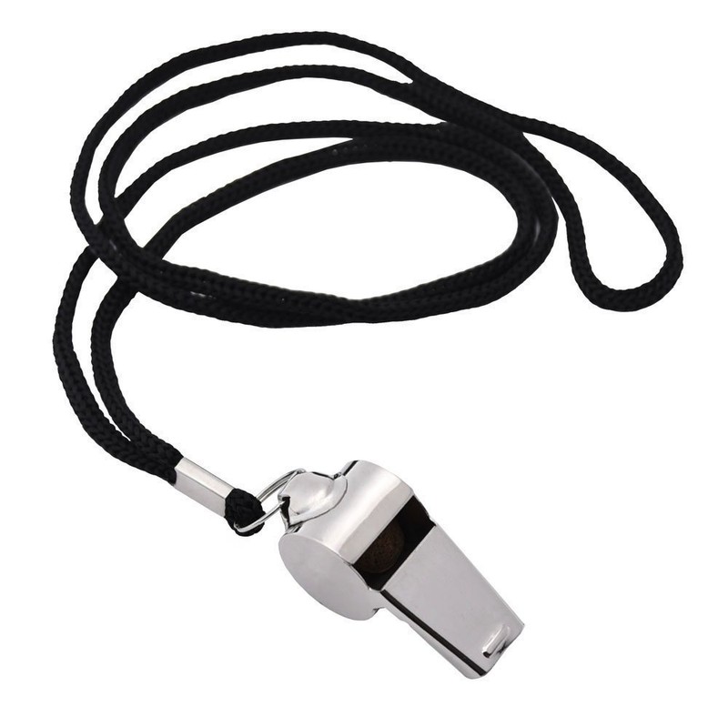 Cisixin 2-Piece Stainless Steel Whistle Whistle with Lanyard