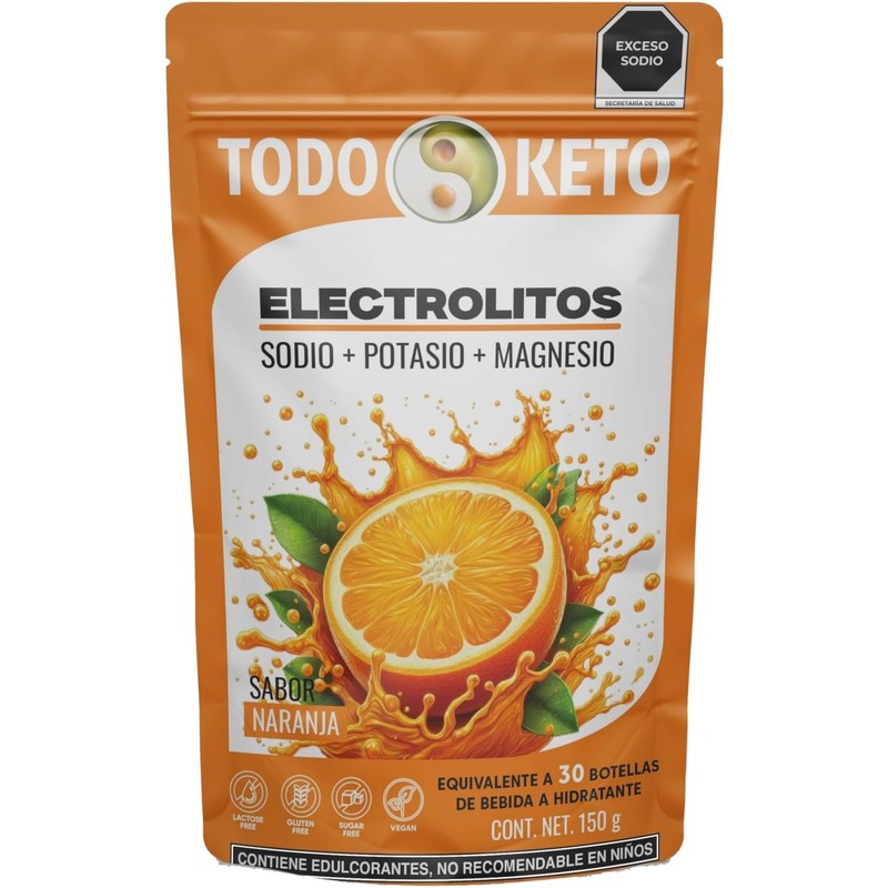 Electrolitos Keto en Polvo Sin Azúcar Sabor Naranja(150g)