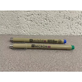 Sakura Pigma Micron03 Marker Pen 0.35MM BLUE & GREEN Pack Of 2