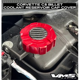 VMS ENGINE RADIATOR COOLANT CAP COVER FOR 20-25 CORVETTE C8 CARBON FIBER RED