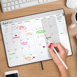 Calendar 2025 2026 - Diary 2025 2026 from August 2025 to Sep 2026, A5 Weekly Planner with Inner Pocket, Calendar 2025 2026 Book Calendar, 21.3 x 14.7 cm - Black