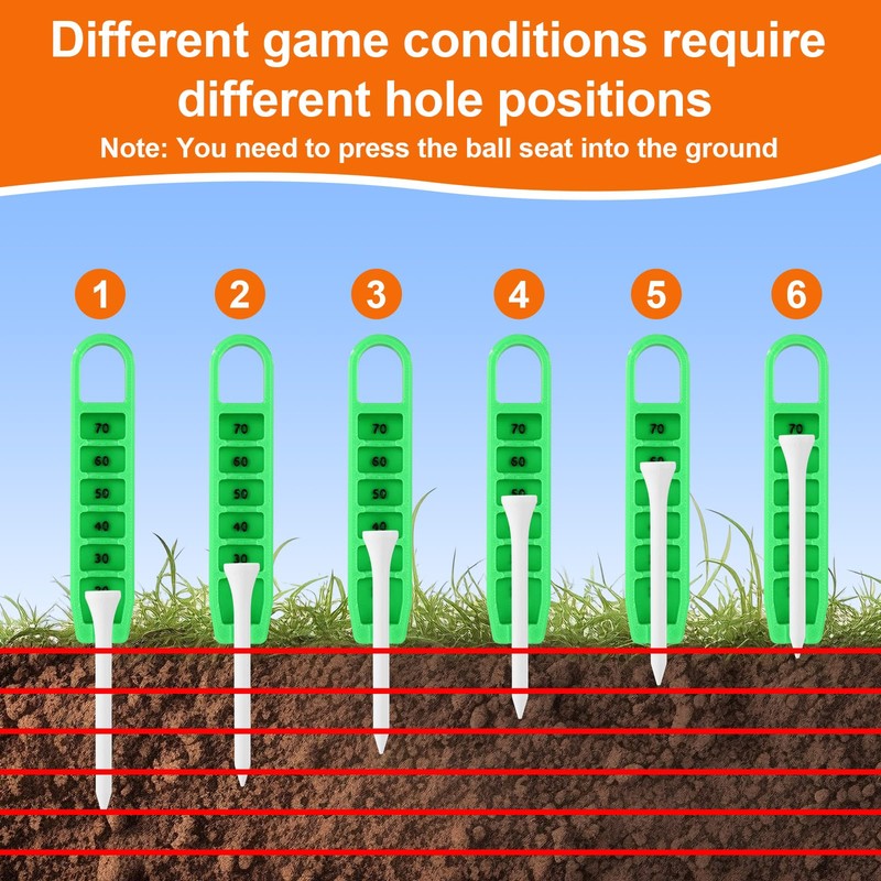 Lyreh Golf Tee Height Adjuster, 6 Settings Plastcic Precision Adjustments