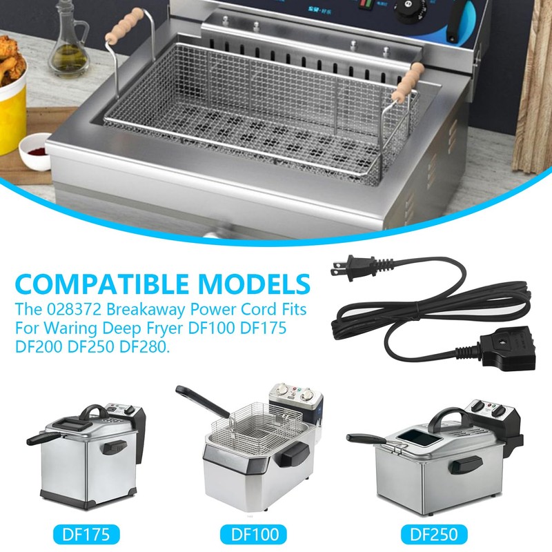 028372 Deep Fryer Breakaway Power Cord for Waring Deep Fryer