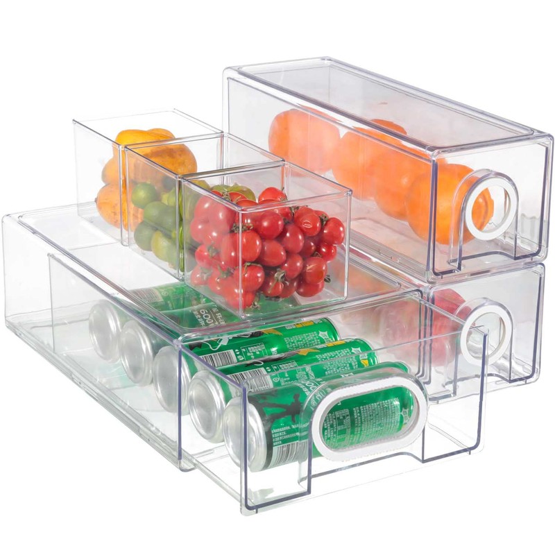 6 PCS Refrigerator Organizers And Storage Stackable Storage Drawers, Large
