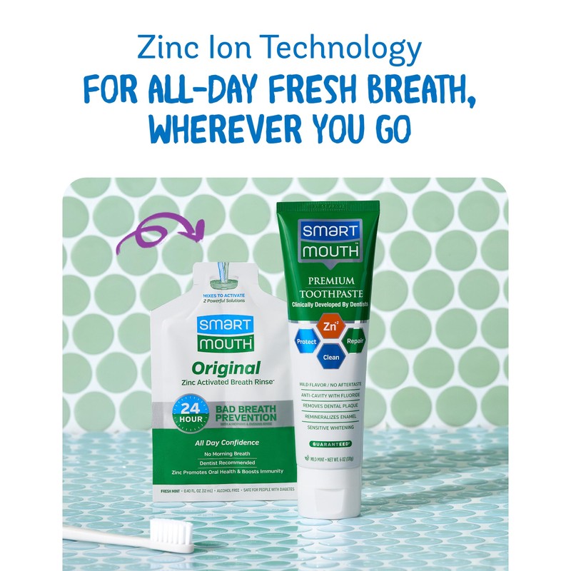 SmartMouth Original Activated Mouthwash Single Packs & Premium Zinc Ion