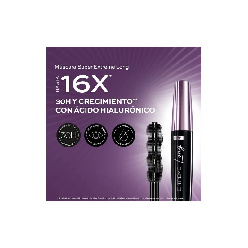 Máscara De Pestañas Lbel Volumen Extremo Larga Duración 30h Color