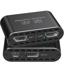 JCYMELE Dual 4K@120Hz Extended Displayport to 2 DP Adapter Display Port Splitter for Dual Monitors 1 in 2 Out Support MST & SST Mode for PC Laptop Computer Graphics Card