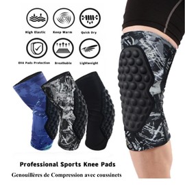 Topeter Sports Compression Knee Pads, Crashproof Leg Sleeve, Protective Pad Support Guard 2 Packs (Blue XXL)