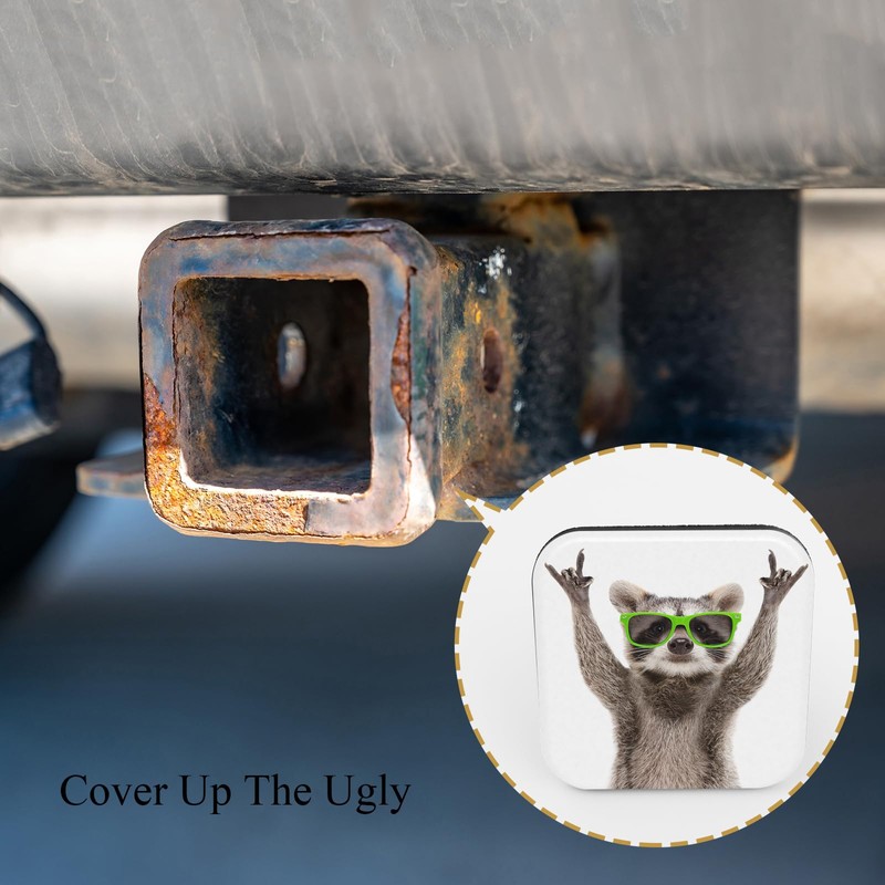 Tnomchey Raccoon Tow Hitch Covers Funny Raccoon in Green Sunglasses