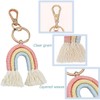 LiJuanWang Keyring, Rainbow Keyring, Rainbow Sky Boho Handmade, Tassel Bag