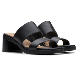 Clarks Women's Jaylan Dusk Heeled Sandal, Black Leather, 11