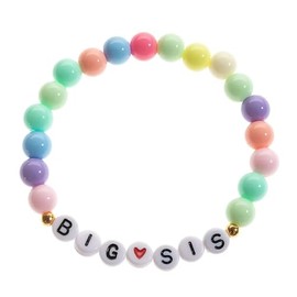 Azusa Sun Colorful Big Sister Bracelet Heart Letter Beads Big Sis Announcement Stretch Bracelet for Women Christmas Birthday New Year Gift Y2K Jewelry-Sister