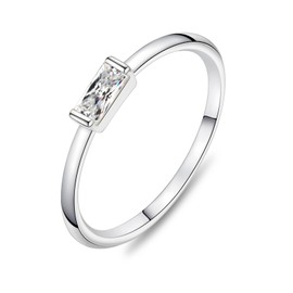 KOHOTA Silver Birthstone Rings for Women Dainty Stackable Engagement Wedding Promise Rings Non Tarnish CZ Emerald Green Gemstone Ring Mothers Birthday Gift Size 6-10