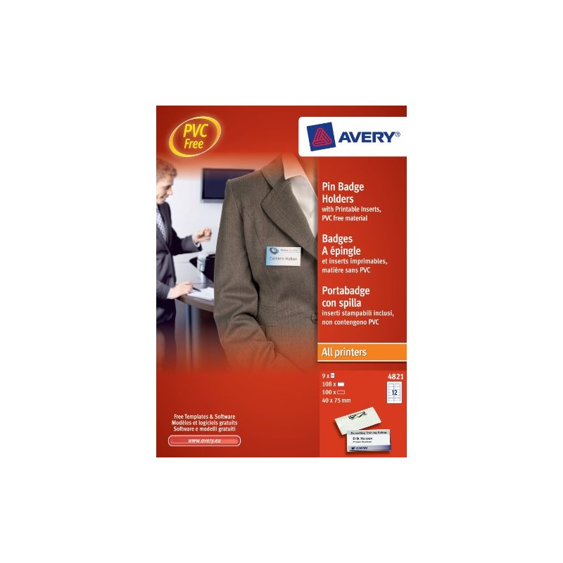 Avery Pin Badge 40 x 75mm