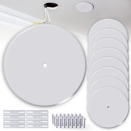 WunoShop 4 Pcs Ceiling Cover Plate, Metal Blank Cleanout Cover Plate with Center Hole,5 inch Round Outlet Covers Plate For Electrical Box, Smoke Detector Cover Plate for Wall Light Hole -White