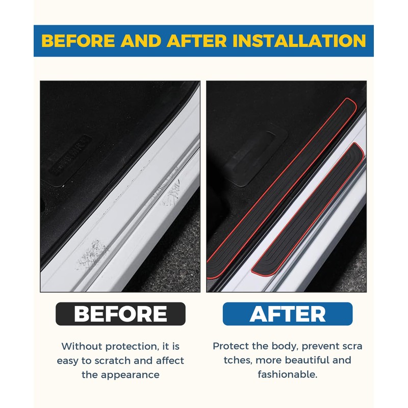 Flaconi 4PCS Car Door Sill Protectors, Anti-Scratch Rubber Edge Guards,