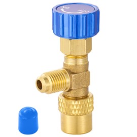 R12 R22 Refrigerant Charging Valve, Safety Flow Control Ball Valve, Brass Low Loss HVAC Fittings for R12 R22 AC Manifold, Mini Split Air Conditioner Tool with 1/4 Male to 1/4 Female