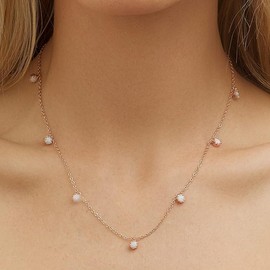 Barzel 18K White Gold & 18K Rose Gold with Created Fire Opal Necklaces In 18 Inches with 2 Inches Extension