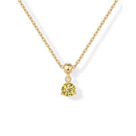 PAVOI 14K Yellow Gold Plated Dainty Birthstone Gold Charm Necklace for Women - Hypoallergenic Adjustable Chain Gemstone Necklaces for Women - Trendy Pendants Colorful Charms Jewelry Gift - November