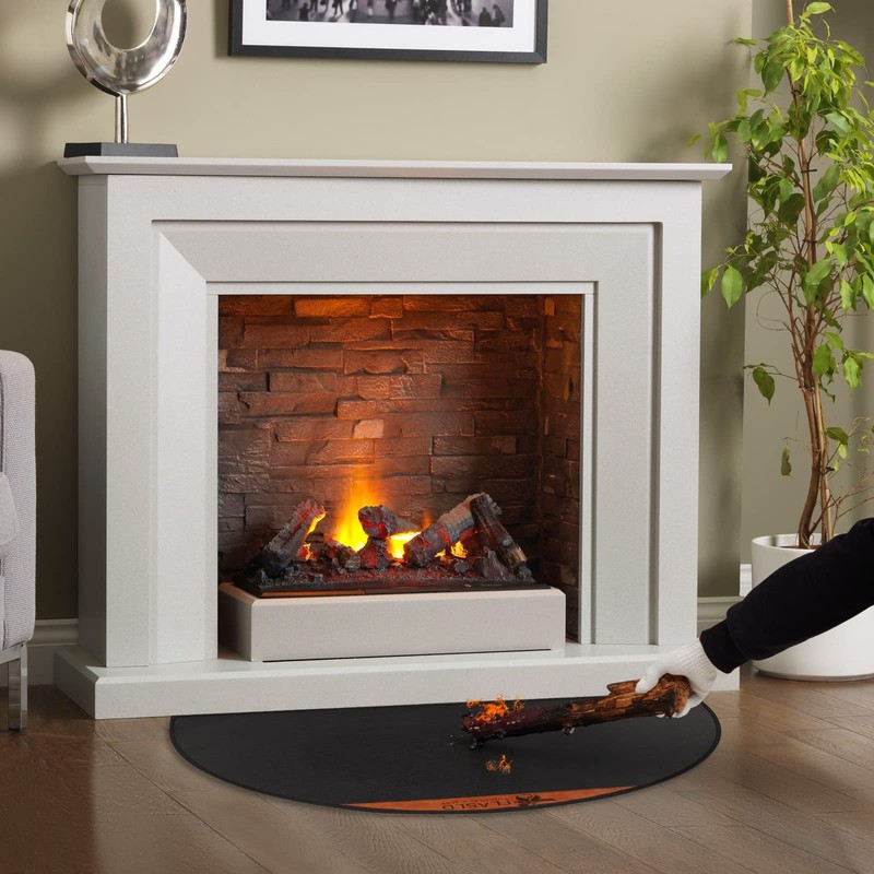 FLASLD Fireproof Fireplace Mat 28×48 Inch, Flame-Resistant Hearth Pad Area