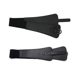 AWOCAN Women Leather PU Elastic Stretchy Corset Cinch Belt Print Retro Cinch Wide Waist Belt (black)