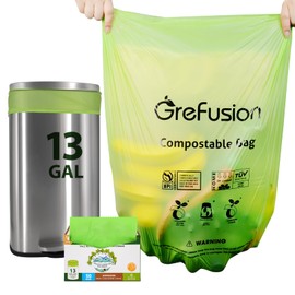 Compostable Bags,Trash bags 13+ gallon tall kitchen, Compostable Trash Lawn & Leaf Yard Waste Bags,Kitchen Compost Trash Bin Compatible,Extra Thick1.01 Mills,Certified by BPI and OK Compost(50count)
