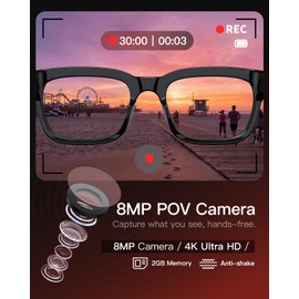 SURPAO AI Smart Glasses with Camera, 4K POV Recording, Transparent Lens