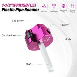 PVC Pipe Reamer Kit 1 PCS 1-1/2"(PPR150) for SCH 40 CPVC & ABS Plastic Fittings – Fits 1/2" Drills with 3/8" Hex Shaft – Ideal for Exhaust, Drain & Water Pipe Cleaning, Durable & Heavyduty