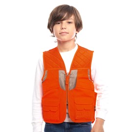 TrailCrest by Treel Kid's Upland Deluxe Blaze Orange Safety Front Loader High Visibility Vest, XL