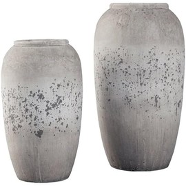 Bowery Hill Modern 2 Piece Ceramic Vase Set in Brown and Cream