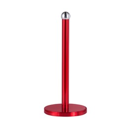 Innoteck Essentials Kitchen Paper Towel Holder - Free-Standing, Stable Base, Stainless Steel - Modern Round Design - Vertical Paper Hand Towel Holder for Home, Kitchen, Bathroom, & Office - Red